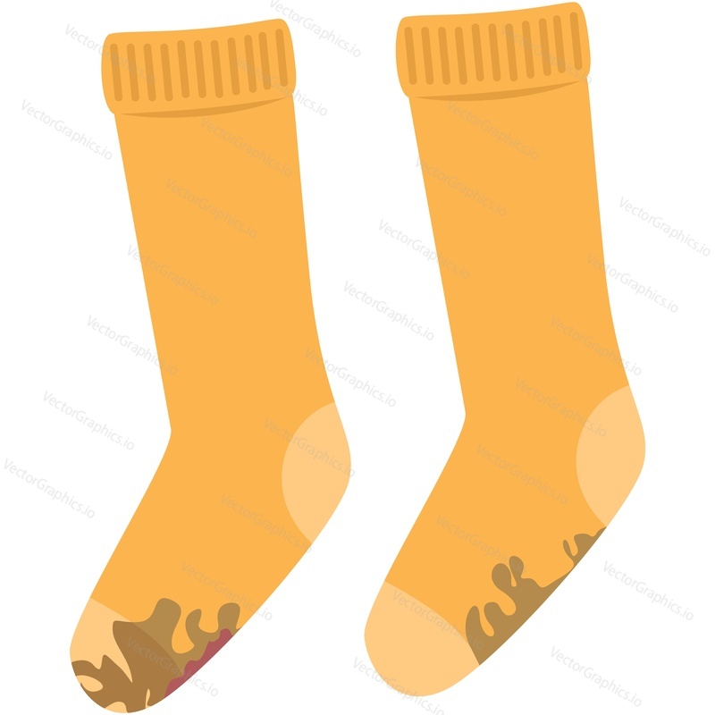 Dirty smelly socks vector. Stinky smell unclean woolen stockings laundry illustration isolated on white background