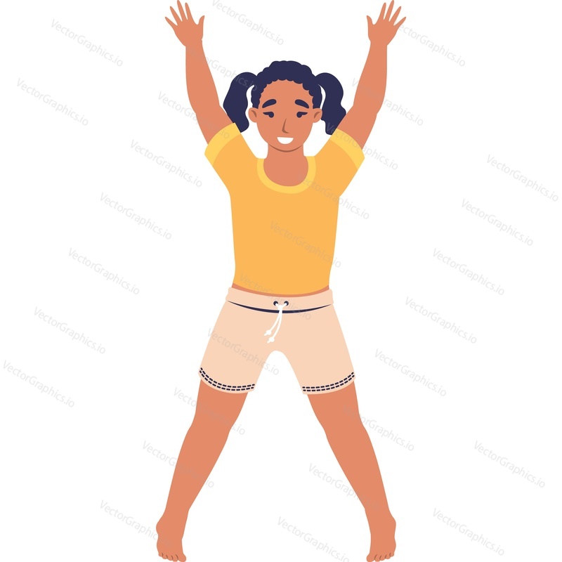Little girl child doing physical exercise vector icon isolated on white background