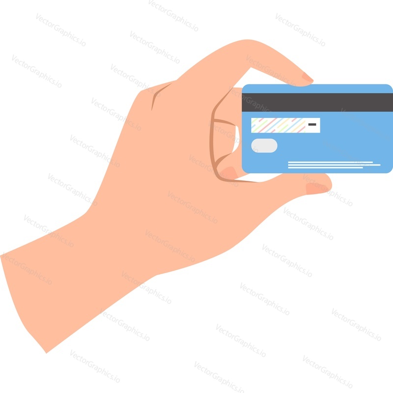 Hand holding bank credit card vector icon isolated on white background
