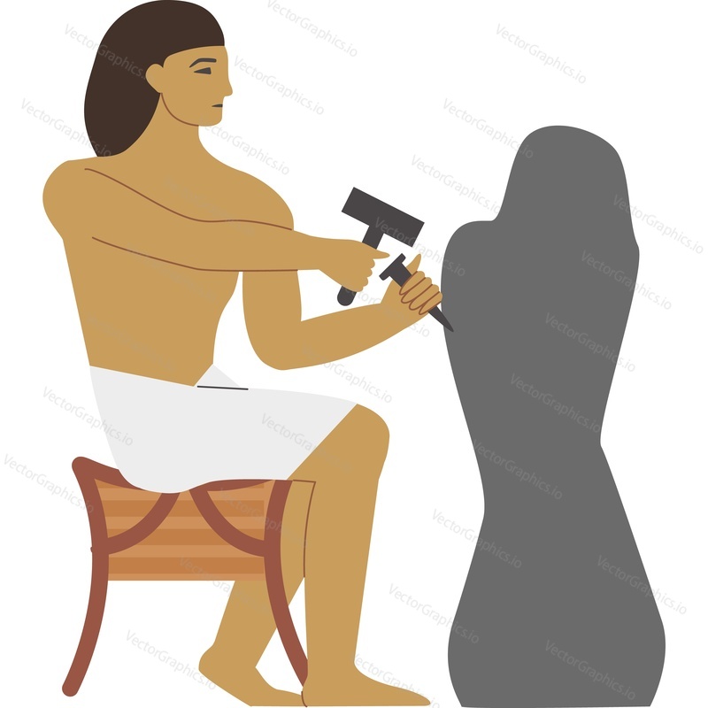 Ancient Egyptian sculptor vector icon isolated on white background hierarchy in Egypt concept.