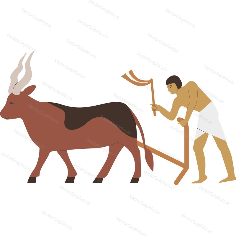 Ancient Egyptian plowman vector icon isolated on white background hierarchy in Egypt concept.