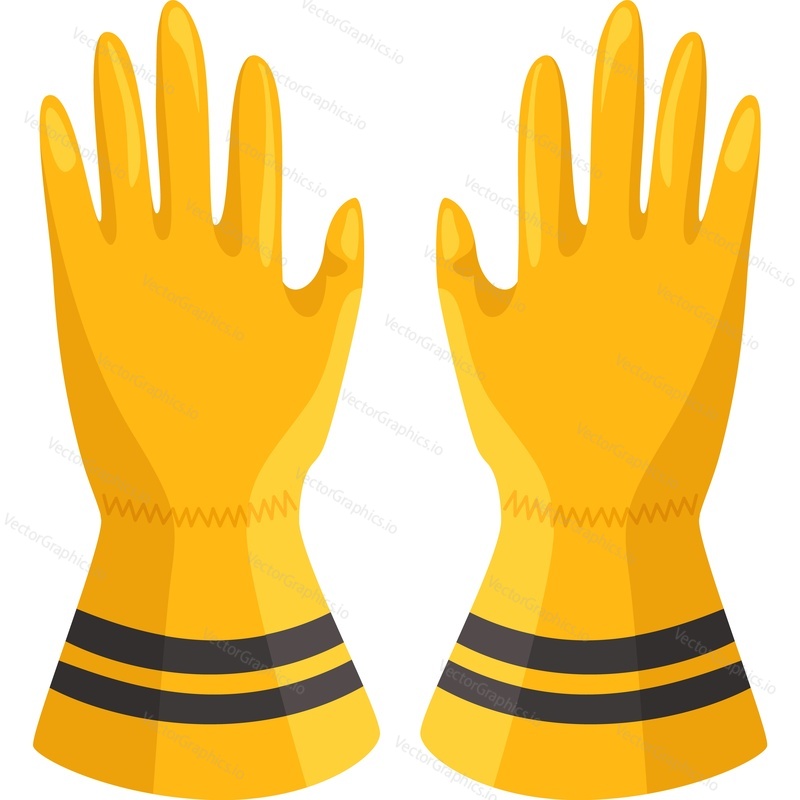 Firefighter rubber gloves vector icon isolated on white background