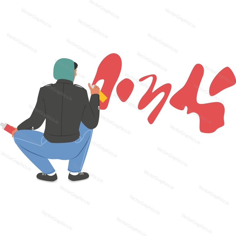 Векторная иконка художника-граффити-подростка, изолированная на белом фоне