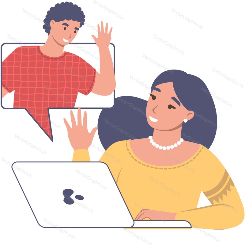 Man and woman lovers having virtual chat vector icon isolated on white background