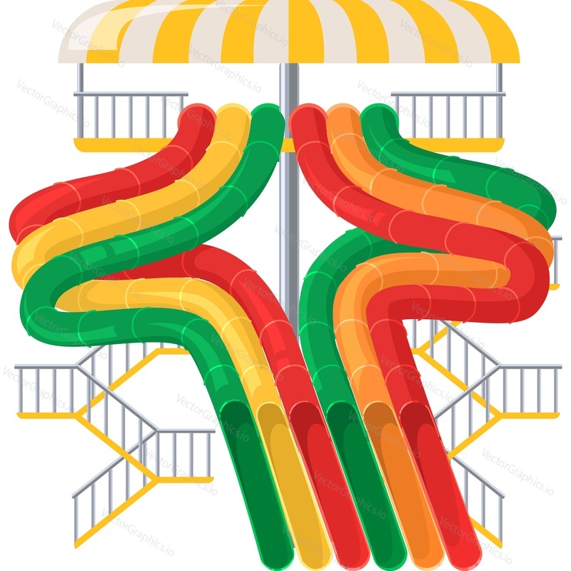 Rainbow color water slide vector icon isolated on white background