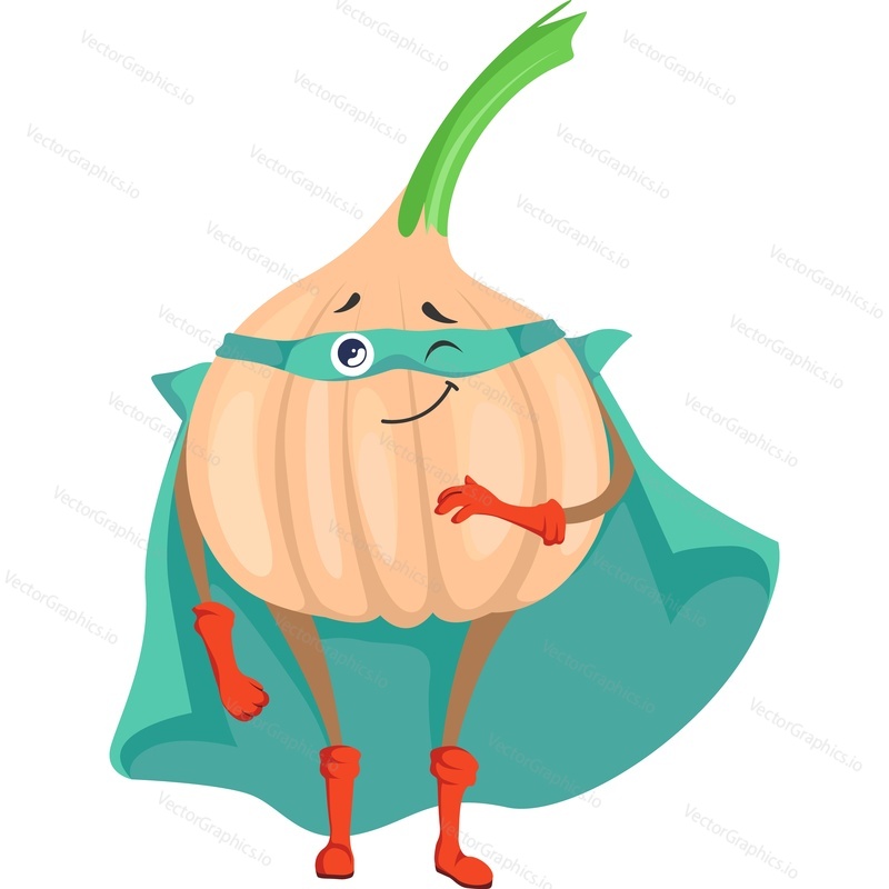Garlic superhero character vector icon isolated on white background.