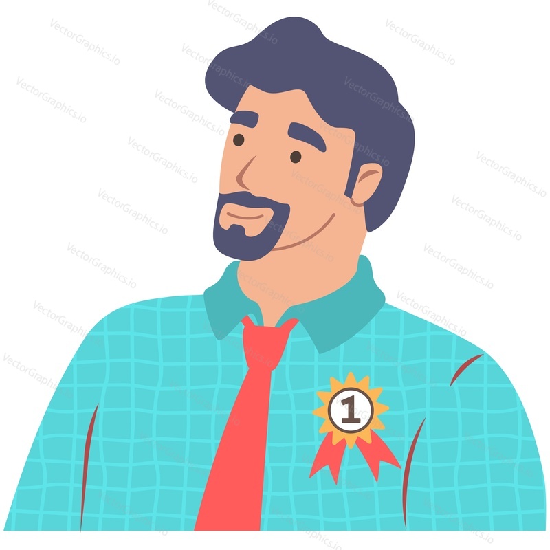 Best employee with medal vector icon isolated on white background