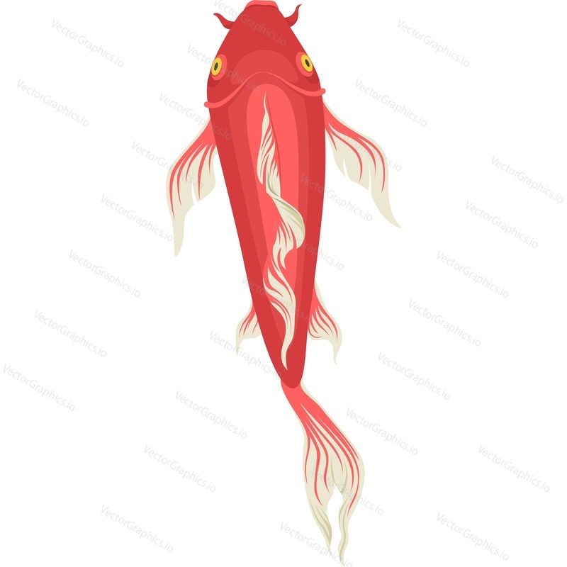 Red koi fish vector icon isolated on white background.