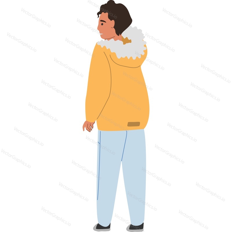 Casual woman character back view vector icon isolated on white background