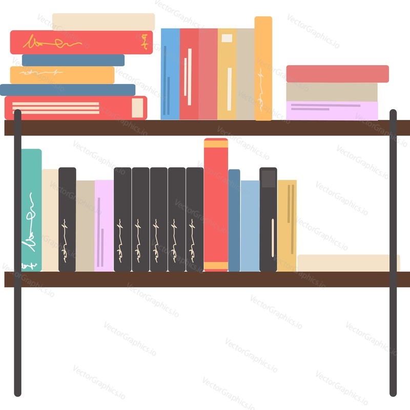 Книжные полки с векторным значком старинных книг, изолированным на белом фоне