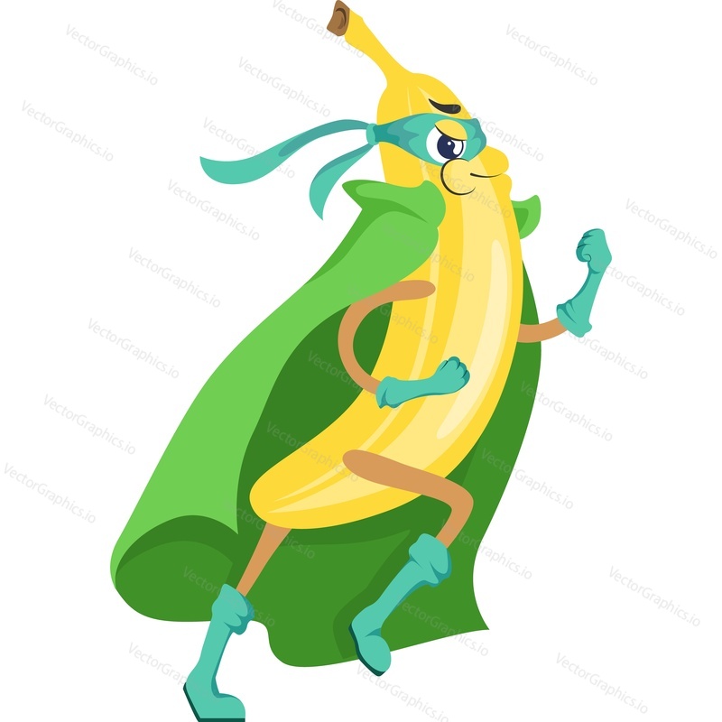 Banana superhrdina znak vektorové ikony izolovaných na bílém pozadí.