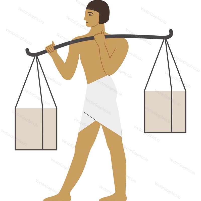 Ancient Egyptian water carrier vector icon isolated on white background hierarchy in Egypt concept.