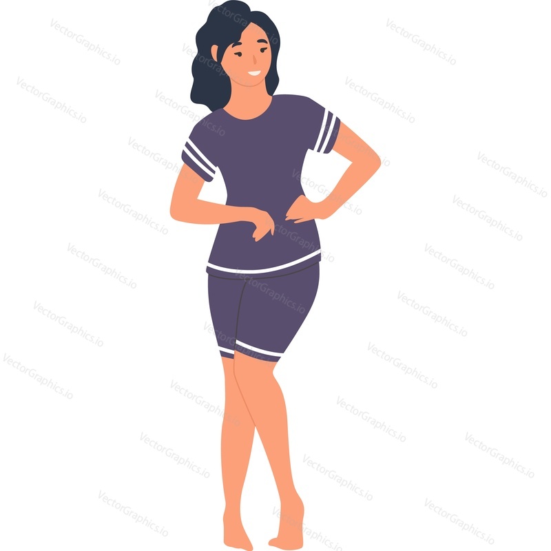 Young woman wearing retro swimsuit vector icon isolated on white background.