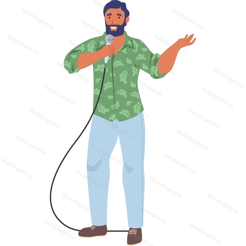 Man performing standup speaking in mic vector icon isolated on white background