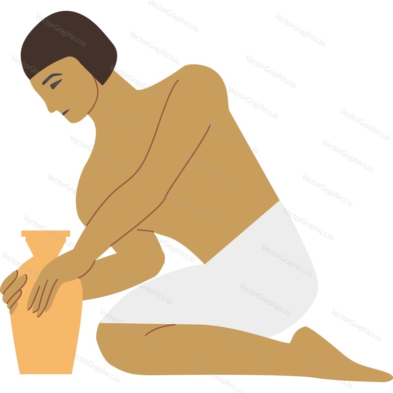 Ancient Egyptian pottery master vector icon isolated on white background hierarchy in Egypt concept.