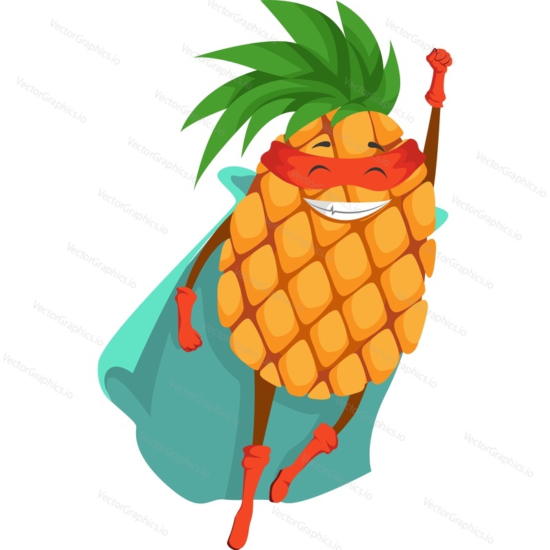 Ananas superhrdina znak vektorové ikony izolovaných na bílém pozadí.