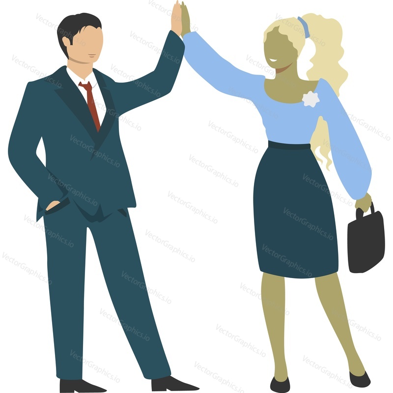 Business characters giving high five vector icon isolated on white background.