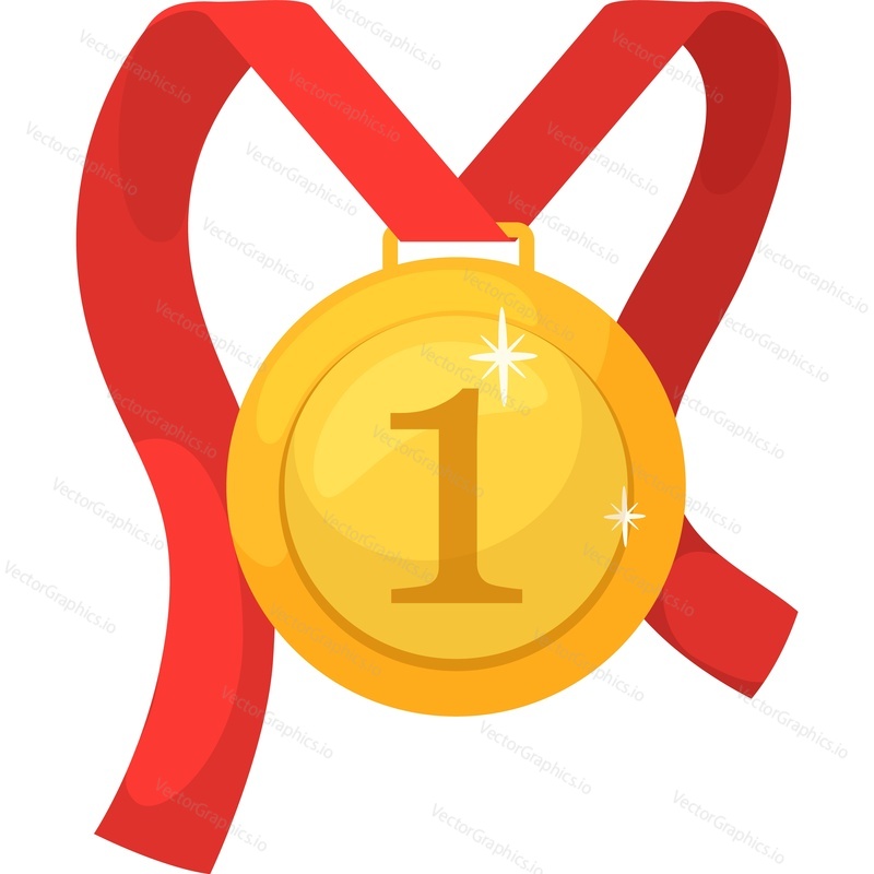 Reward gold medal for winner champion vector icon isolated on white background