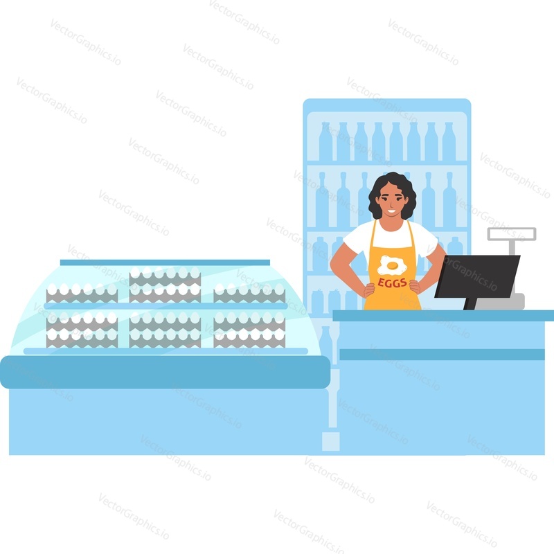 Shop department offering fresh hen eggs vector icon isolated on white background