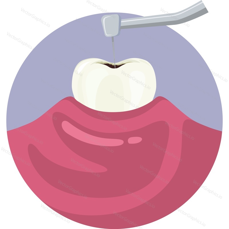 Tooth drilling vector icon isolated on white background