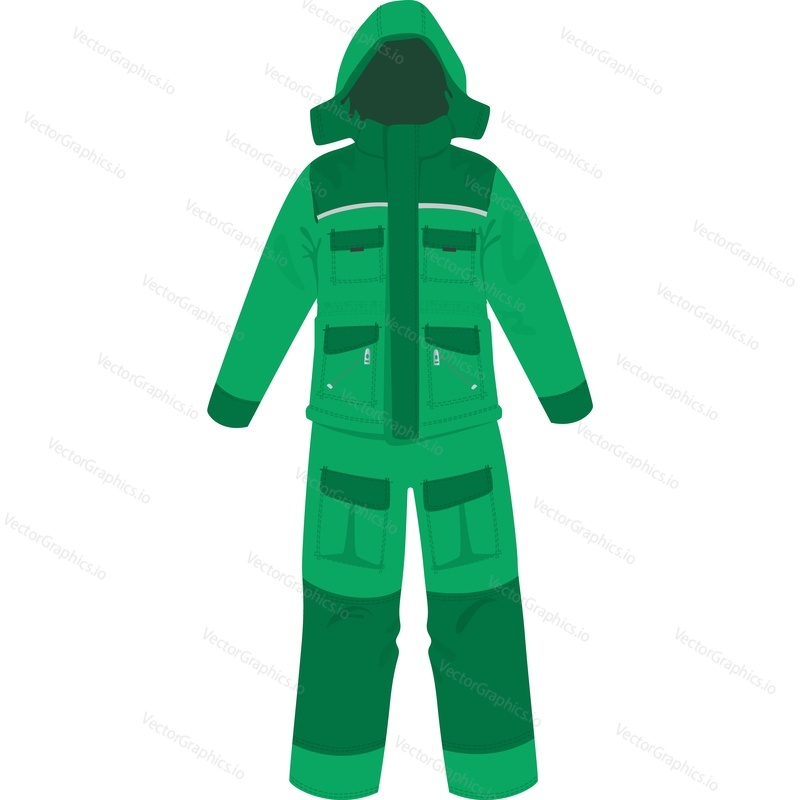 Warm overalls for winter fishing vector icon isolated on white background