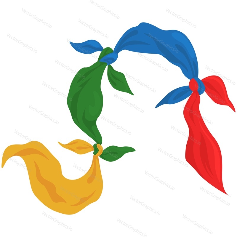 Magician handkerchiefs vector. Magic items for illusion trick show. Knotted textile accessory cartoon icon isolated on white background. Sorcery and surprise
