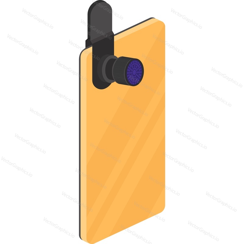 Mobile phone with macro camera equipment vector icon isolated on white background