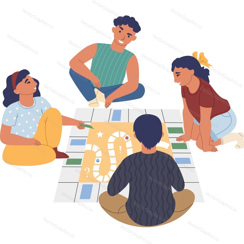Kids playing board game vector icon isolated on white background