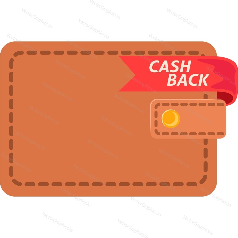 Кошелек с векторным значком тега cashback, выделенным на белом фоне