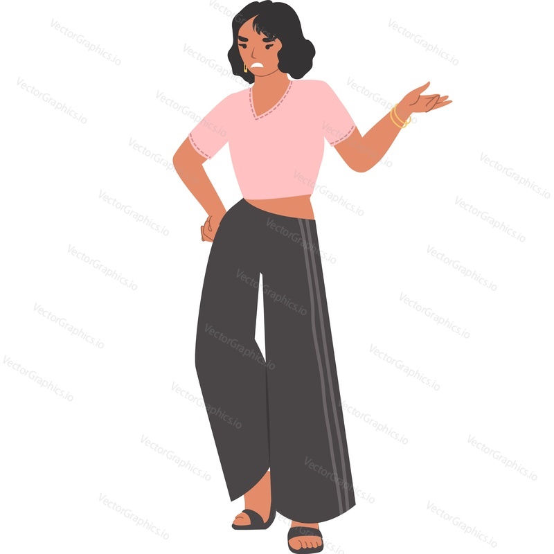 Irritated woman vector icon isolated on white background