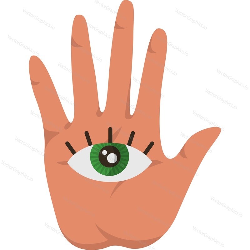 Hand with eye palmistry symbol vector icon isolated on white background
