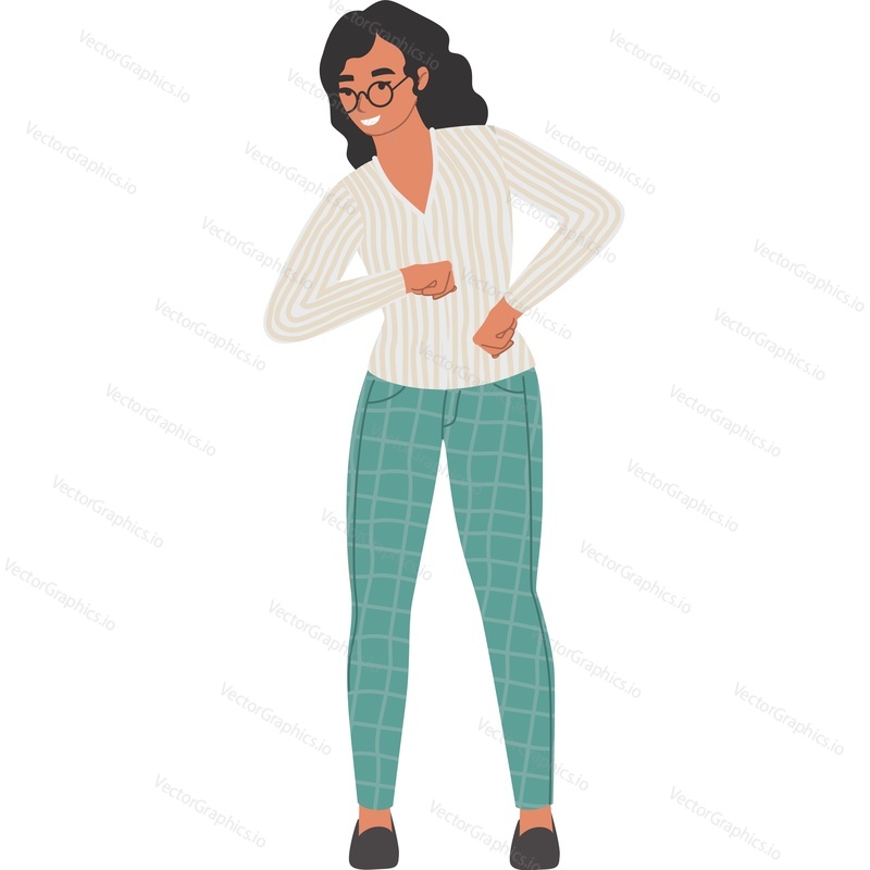 Happy woman dancing vector icon isolated on white background