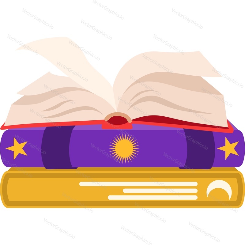 Spell books stack vector icon isolated on white background