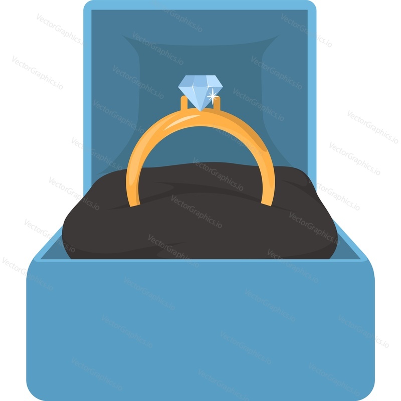 Engagement ring in box vector icon isolated on white background
