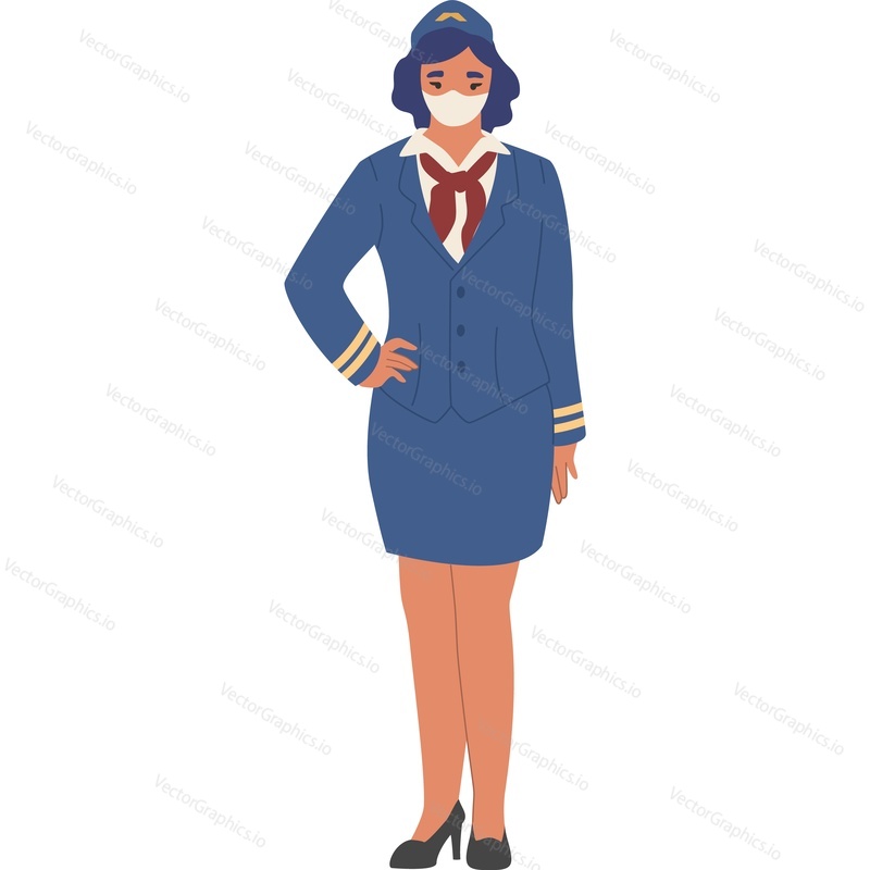 Air hostess wearing facial protective mask vector icon isolated background. Fight rules concept.