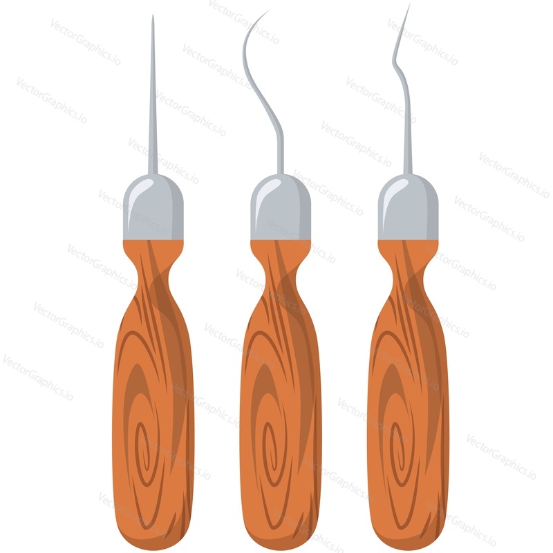 Shoemaker pricker different shape vector icon isolated on white background