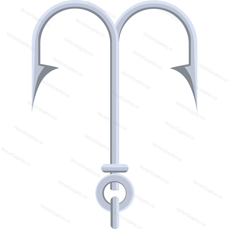 Double fishing hook vector icon isolated on white background