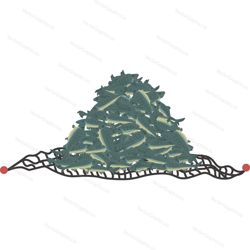 Fish catch in fishing net vector icon isolated on white background