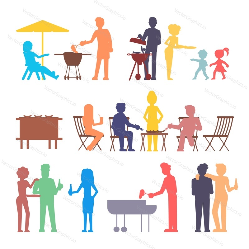 Relaxed friends and family characters