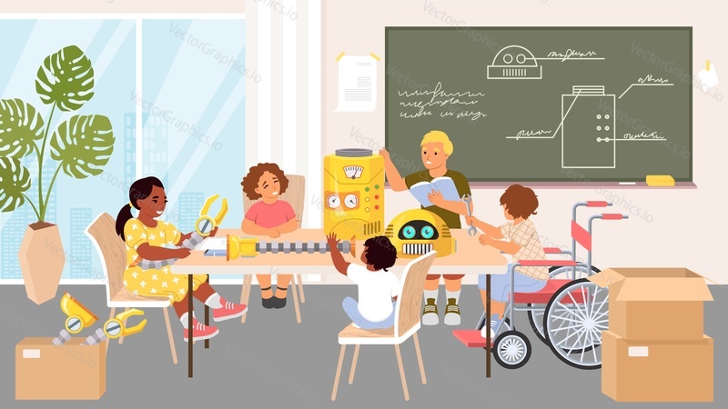 Diverse kids group project for