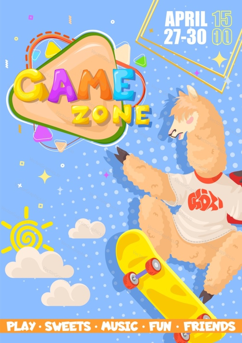 Game zone cartoon style invitation