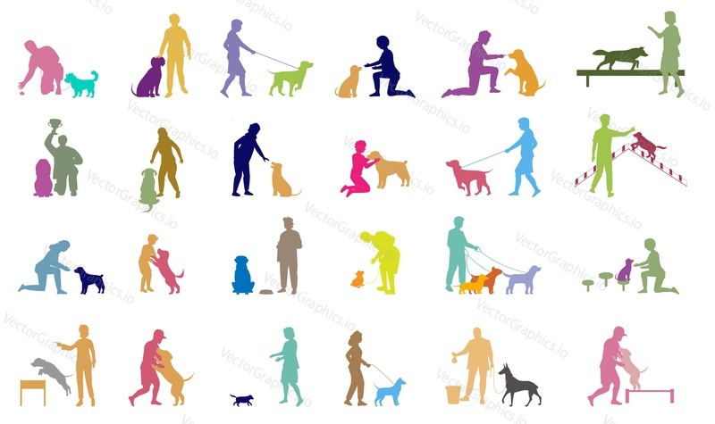 People pet owner walking dog