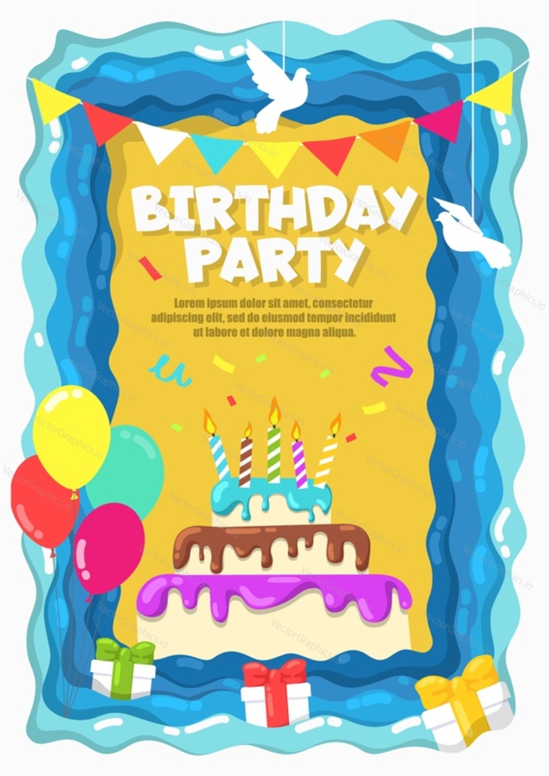 Birthday party greeting card with