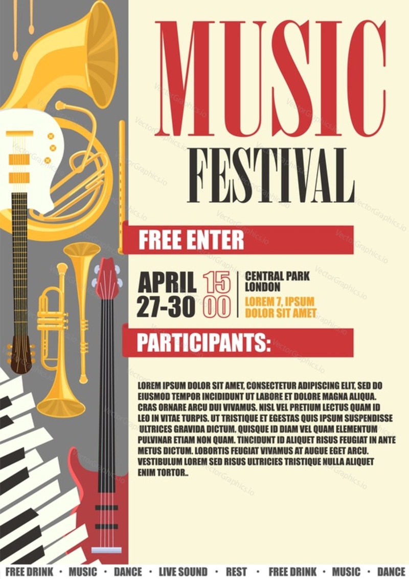 Free music festival entertainment advertisement
