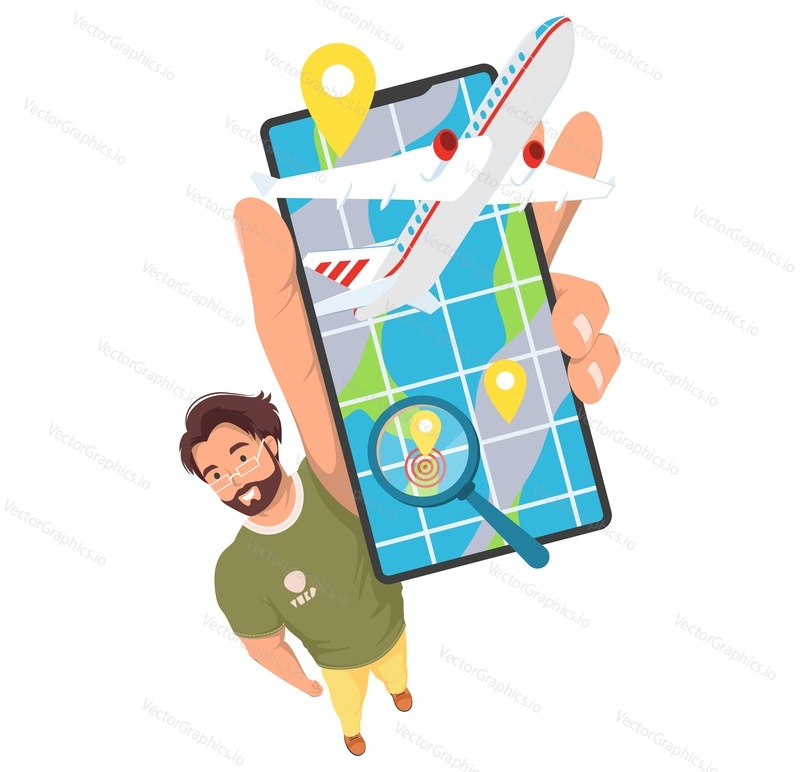 Мужчина рекламирует векторную иллюстрацию сервиса