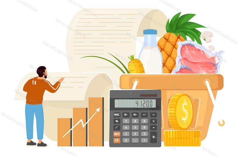 Векторная иллюстрация роста стоимости продуктов
