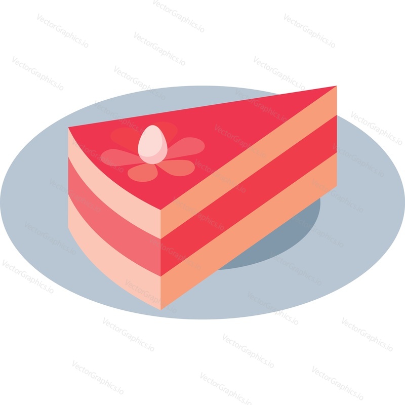 Piece of cake on plate icon vector isolated on white background. Sweet pie or cheesecake dessert