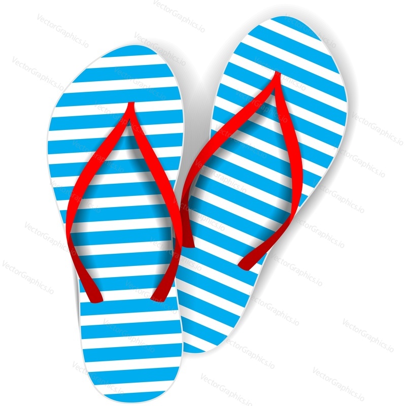 Vector flop flip beach. Slipper icon. Isolated summer sandal illustration. Sea beach flipflop shoe cartoon. Rubber sandals pair design footwear on white background