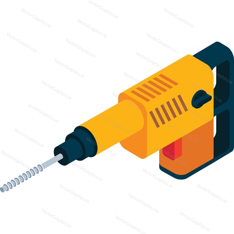 Drill vector. Electric screwdriver machine power construction tool icon isolated on white background