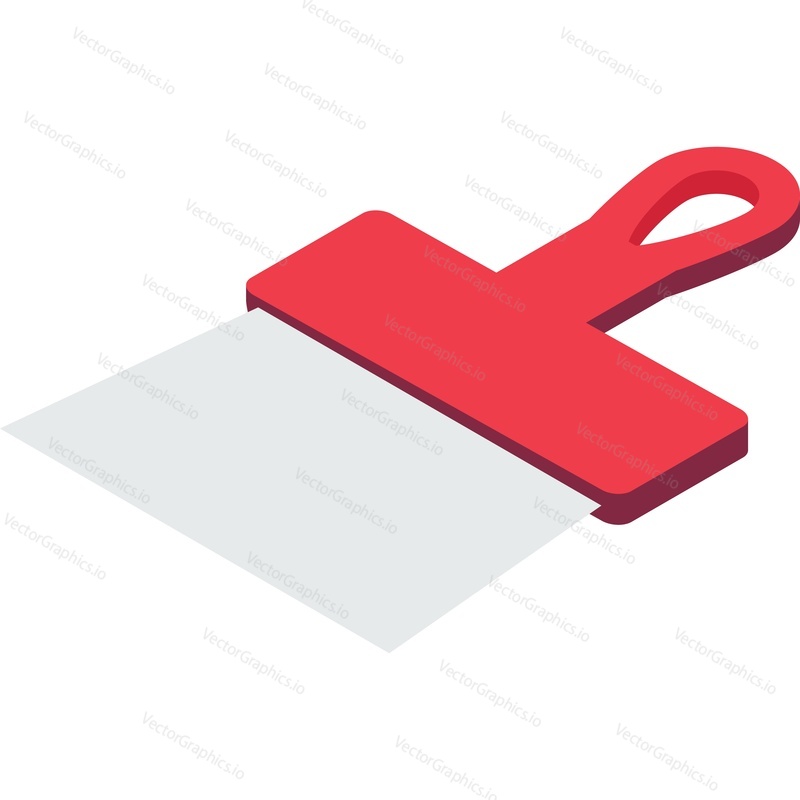 Scraper icon. Metal shovel with plastic handle isolated vector on white background. Plasterer tool equipment